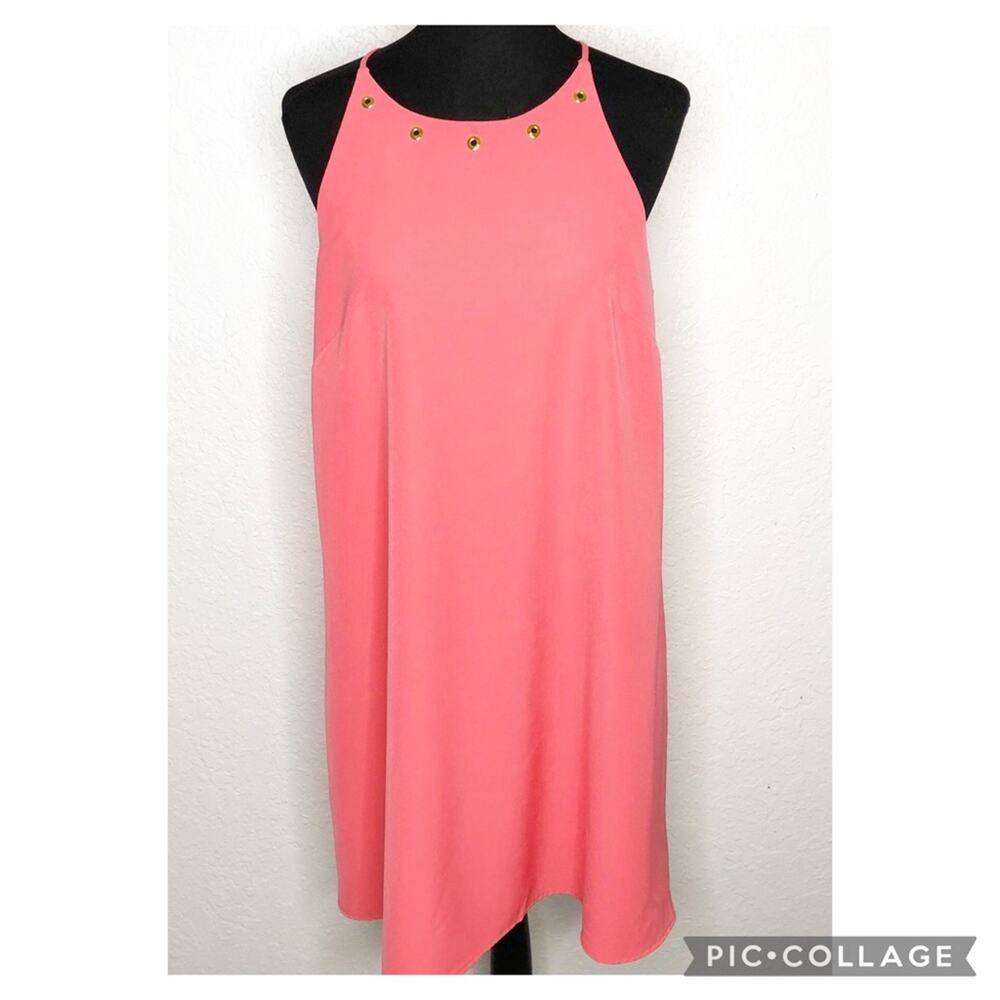 WHBM‎ pink orange grommet neckline sleeveless dress size 10 NWT